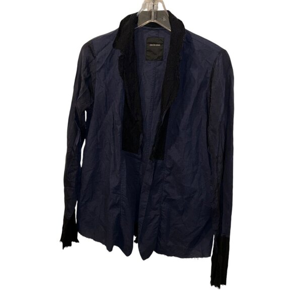 pas de calais blue black 2 piece textured washed wool top jacket S FRENC… - Picture 2 of 8